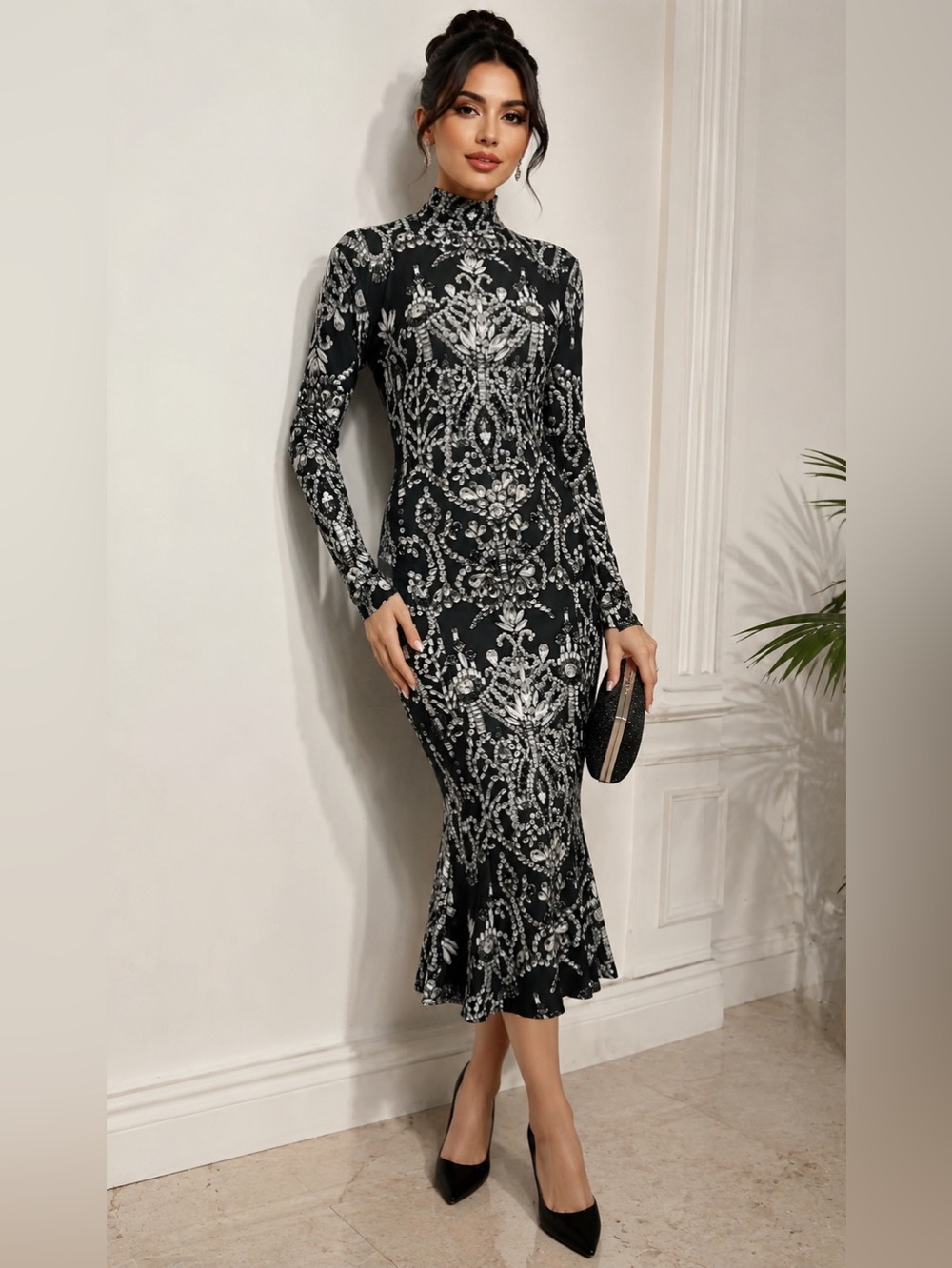 Norma Kamali long-sleeve turtleneck dress